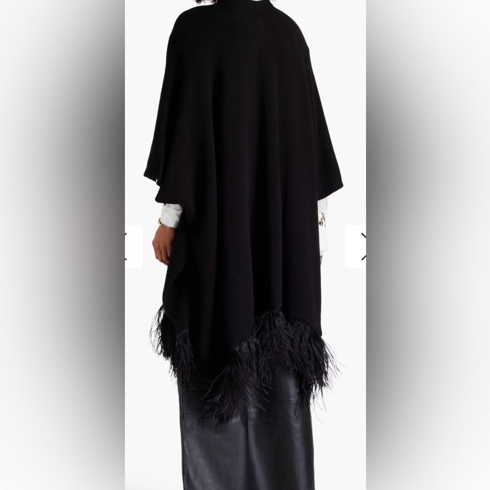 Valentino Black Knit cardigan/feather cape - Picture 3 of 10